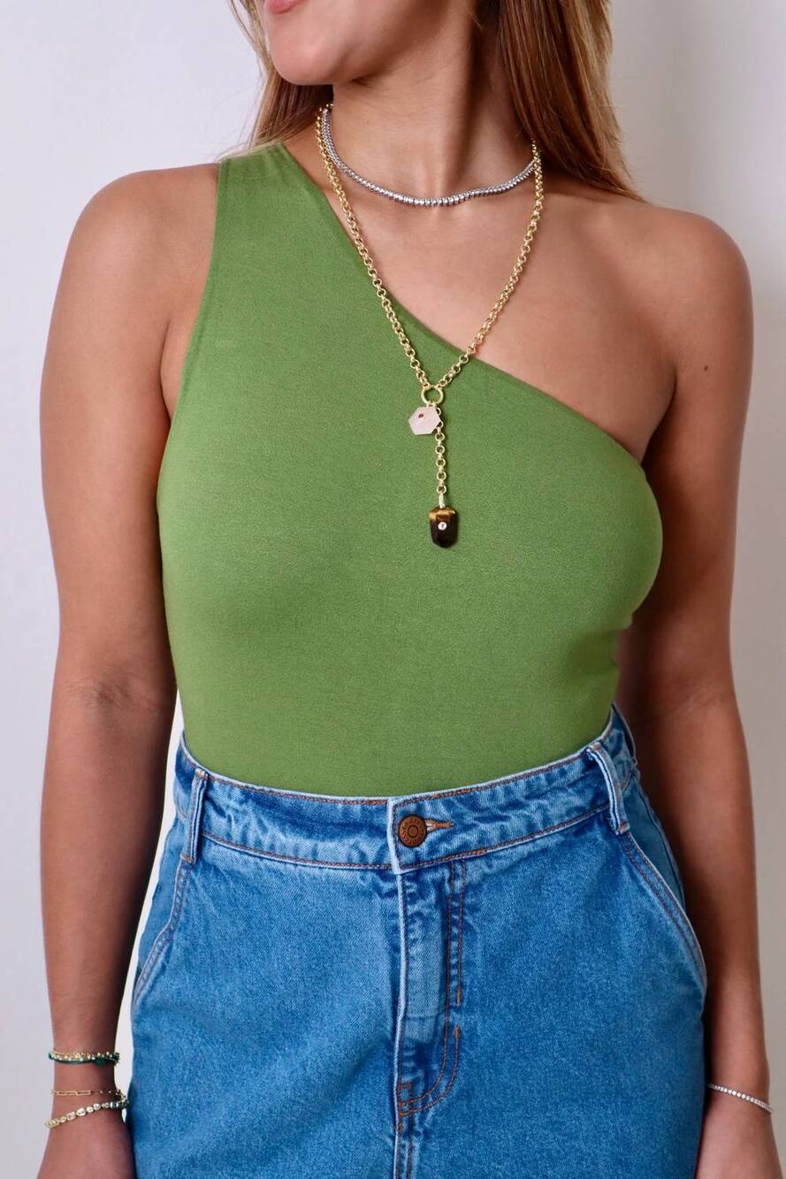 NEW DRESS TO one shoulder crepe bodysuit in matcha green